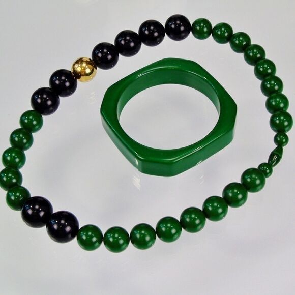 Vintage Choker Necklace Bangle Bracelet Set - Picture 3 of 7